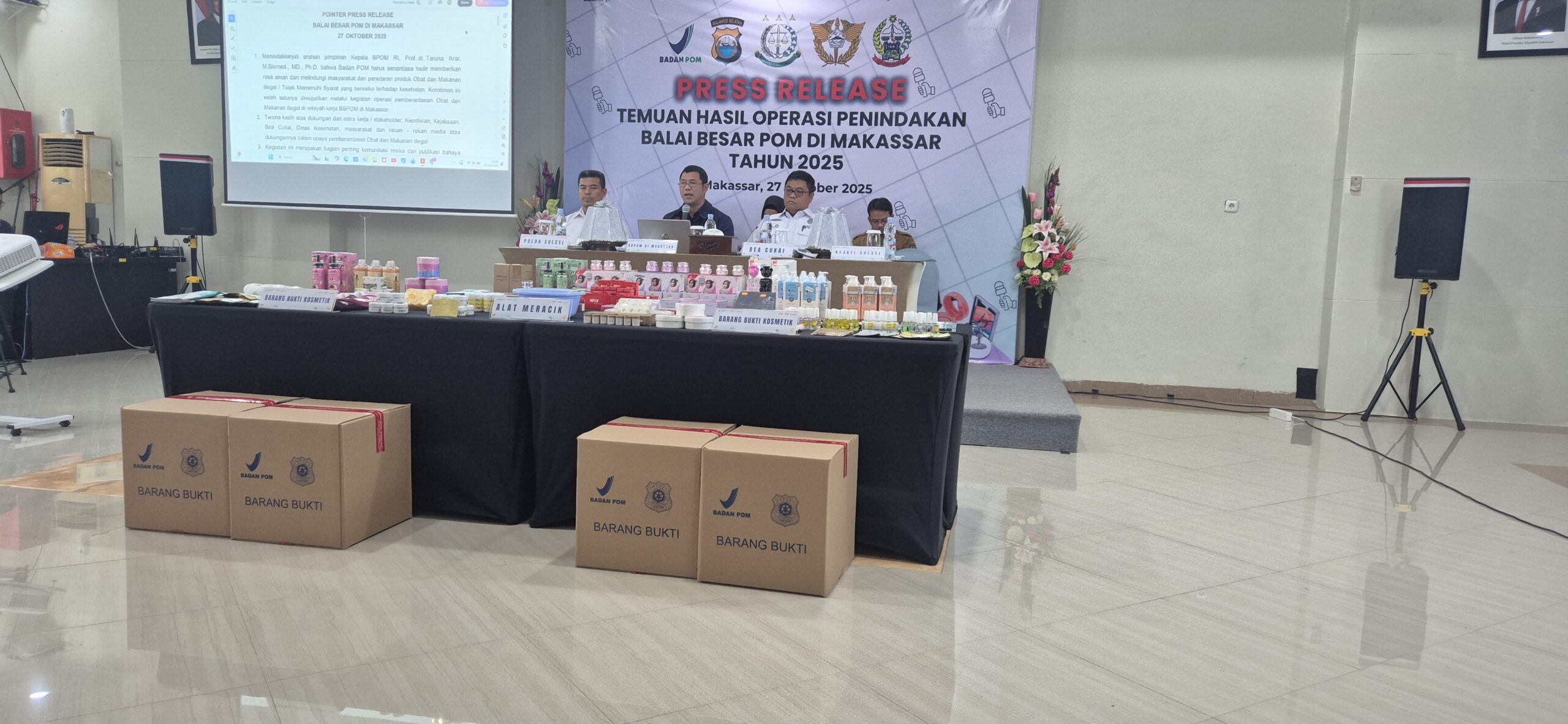 Tahun 2025 BBPOM Makassar Tangani Tujuh Perkara Kosmetik dan Obat Ilegal Mencapai Rp 3 M
