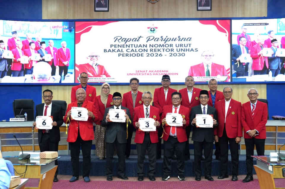 Berkas Enam Calon Rektor Unhas Diserahkan ke Senat Akademik, Berikut Nomor Urutnya
