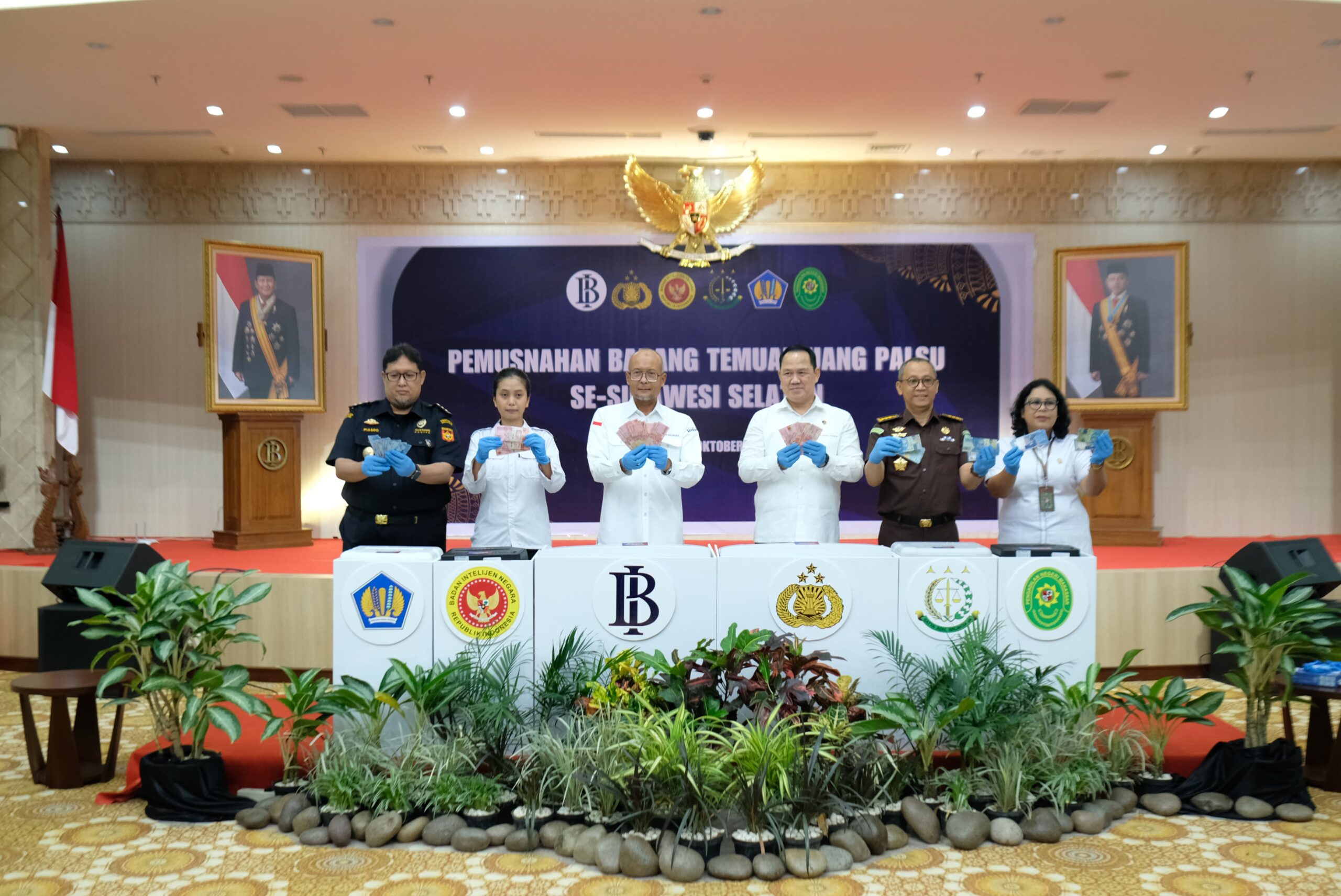 BI-Polda Sulsel-Botasupal Musnahkan Temuan Upal Sebanyak 23.185 Lembar