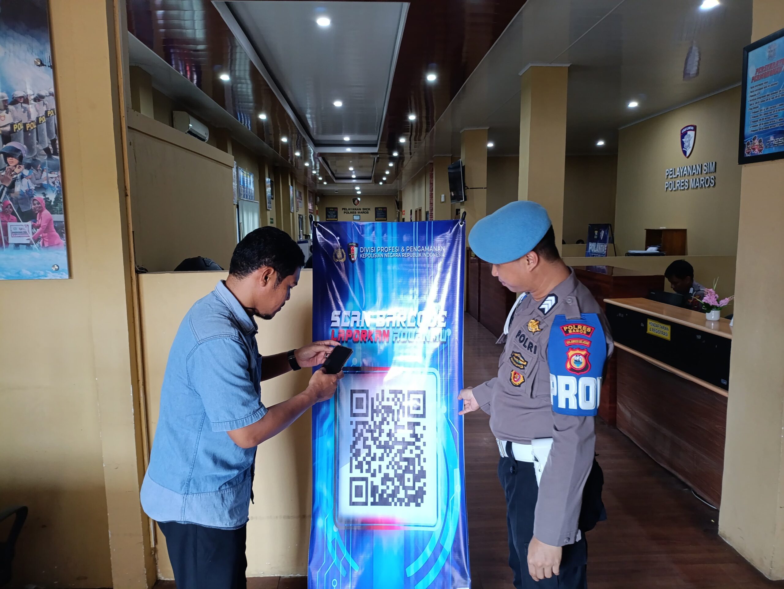Polres Maros Sosialisasi Aplikasi QR Pelayanan Pengaduan Propam Polri