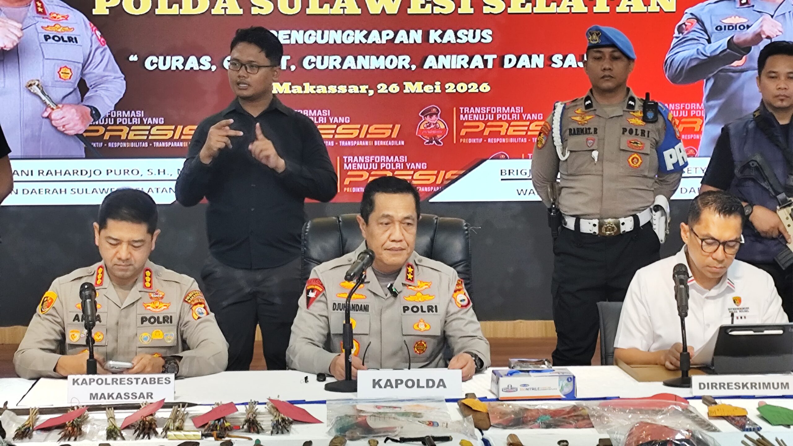 Gencarkan Tindakan Tegas Terukur, Polda Sulsel Amankan 176 Tersangka Kejahatan Jalanan