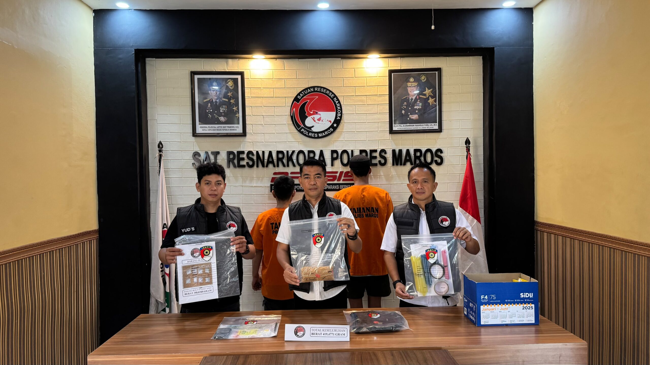 Peredaran Sabu Ratusan Gram Digagalkan di Maros, Dua Bandar Antar-Provinsi Diringkus Polisi