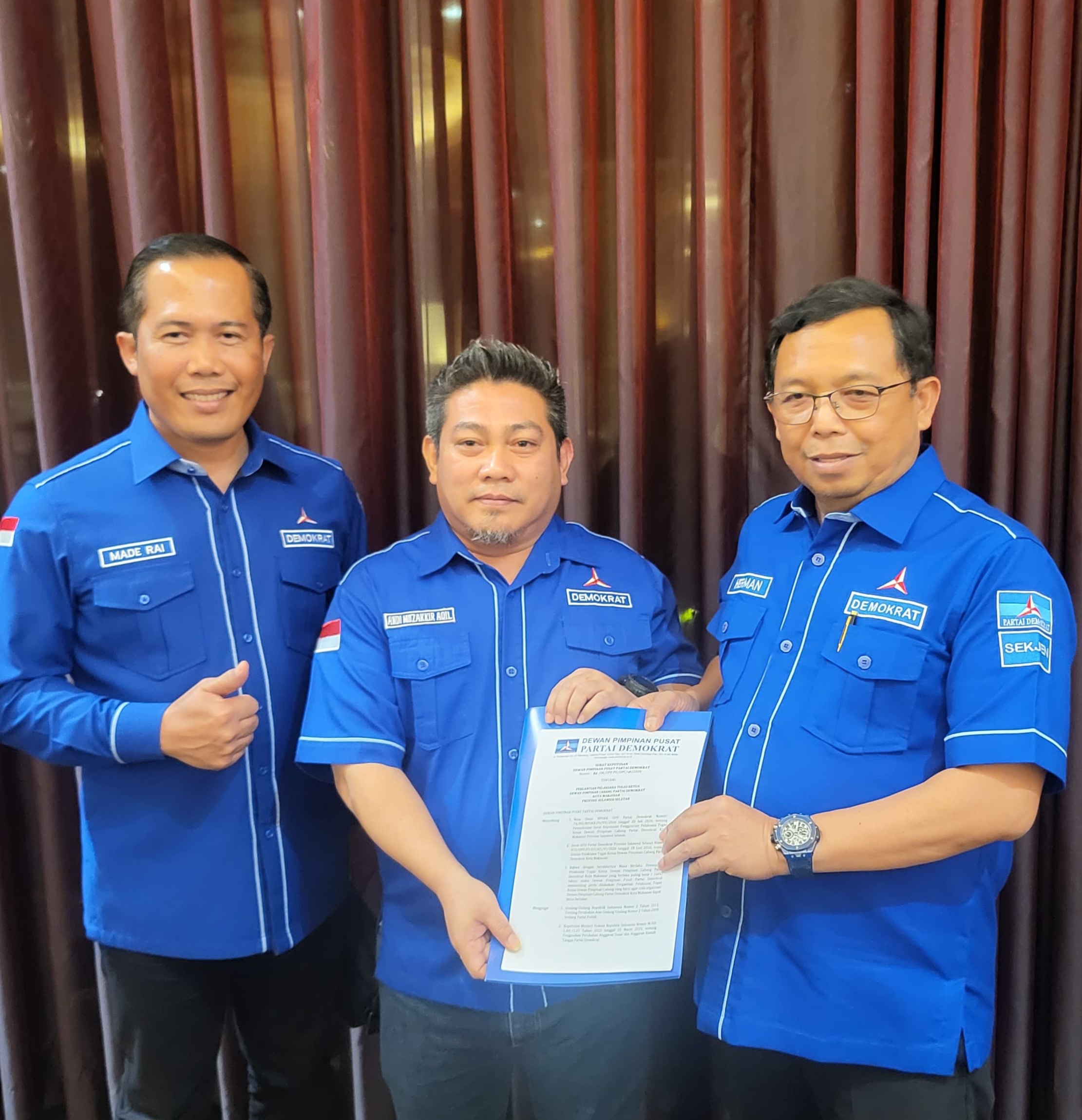Andi Muzakkir Aqil Ditunjuk Jadi Plt Ketua Demokrat Makassar, DPD Sulsel Tegaskan Keputusan DPP