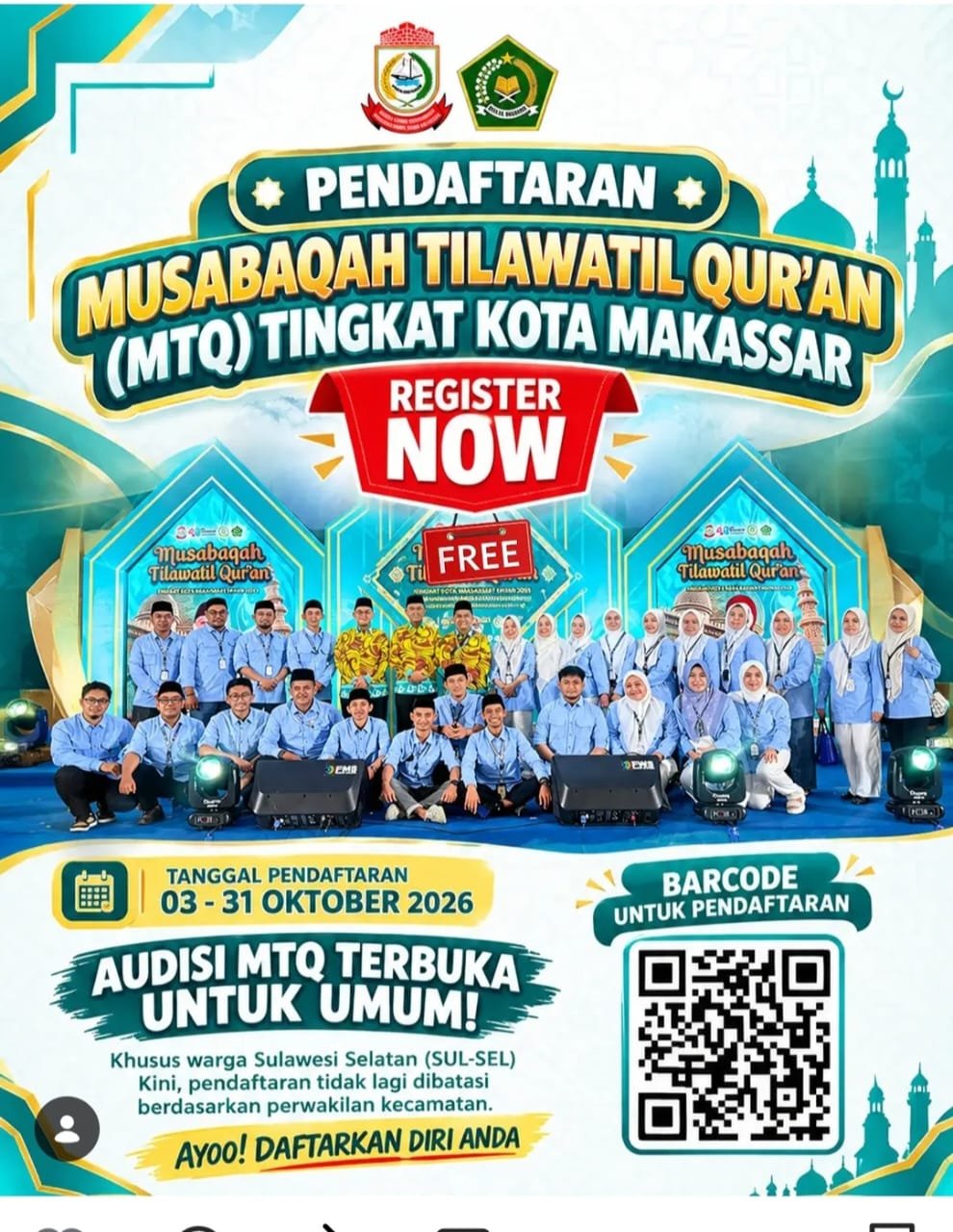 Kesra Makassar Buka Pendaftar Audisi MTQ 2026, Peserta se-Sulsel Bisa Ikut Gratis