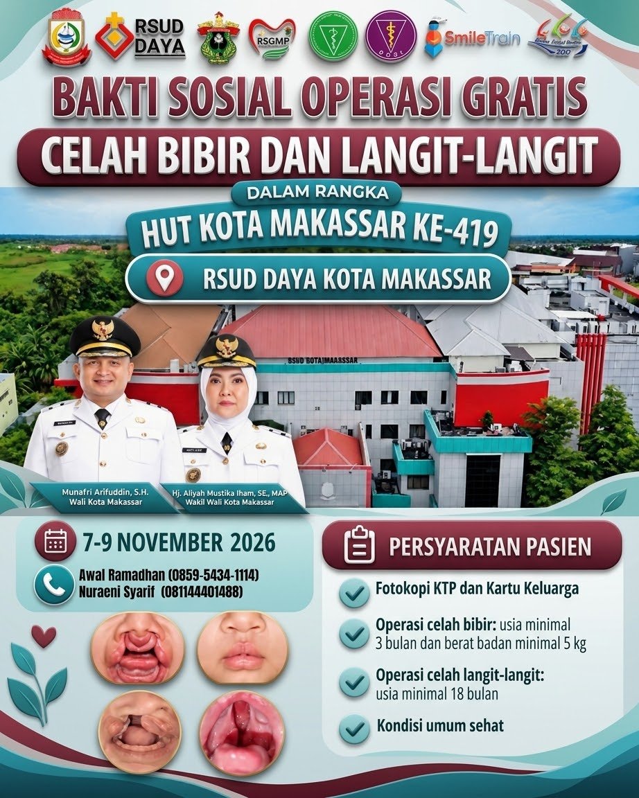 Peringati HUT ke-419 Makassar, RSUD Daya dan RSGM Unhas Gelar Operasi Celah Bibir Gratis